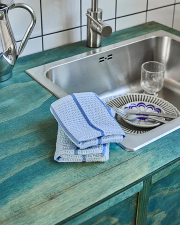 Puhdas tiskiliina - Vaaleansininen-sininen, 30×30 cm, 2 kpl - House Doctor