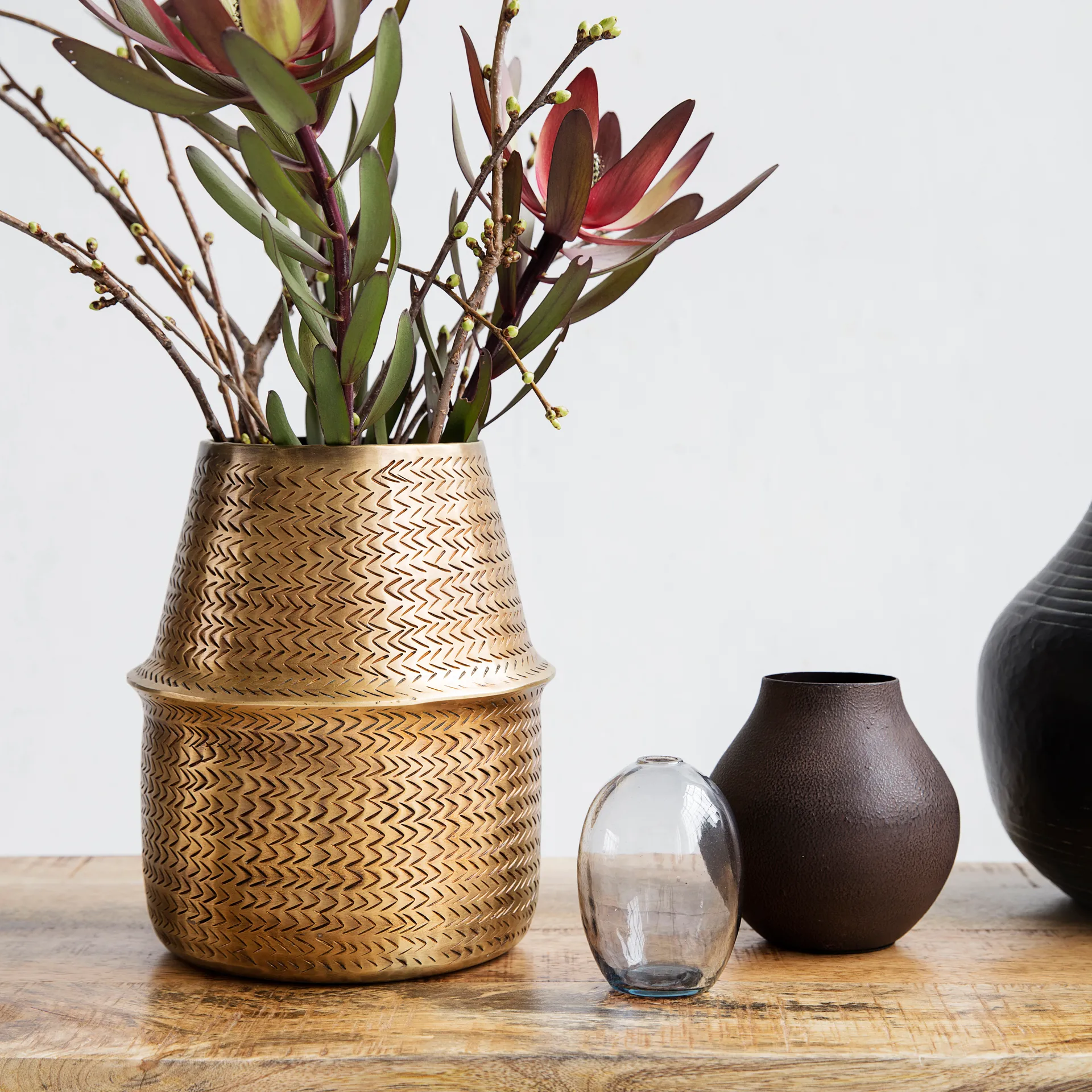 Rattan ruukku Ø19 cm, messinki House Doctor