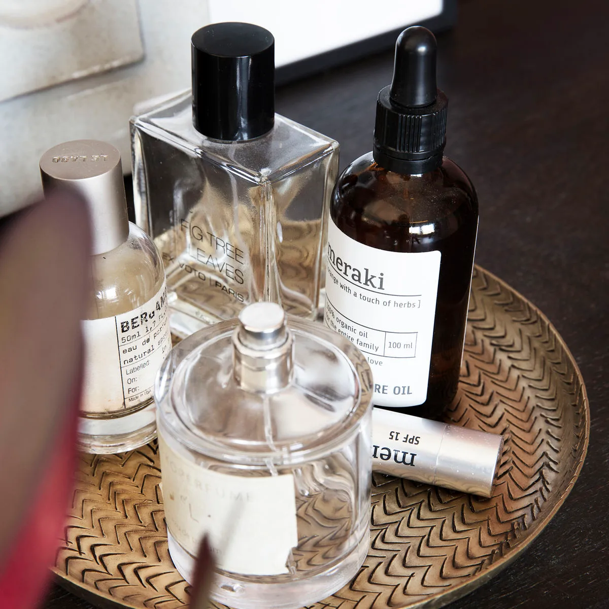 Rattan tarjotin, messinkiviimeistely, 20 cm House Doctor