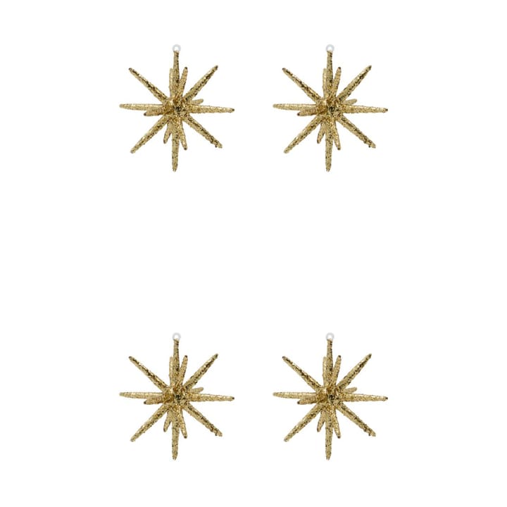 Spike joulukuusentähti Ø12 cm 4 kpl - Ruskeamessinki-glitteri - House Doctor