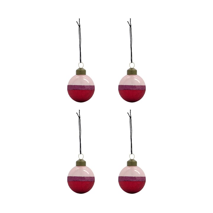 Stripe joulupallo Ø8 cm 4 kpl - Ruusunpunainen - House Doctor