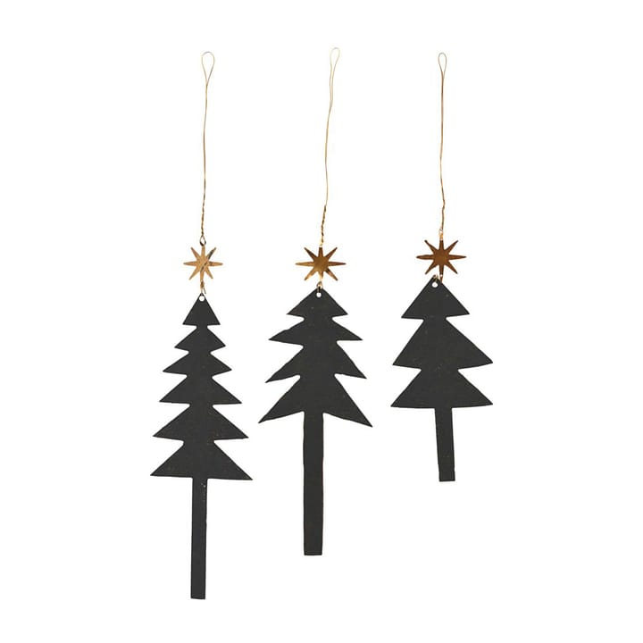 Tree with Star -joulukoriste 3-pakkaus, Musta House Doctor