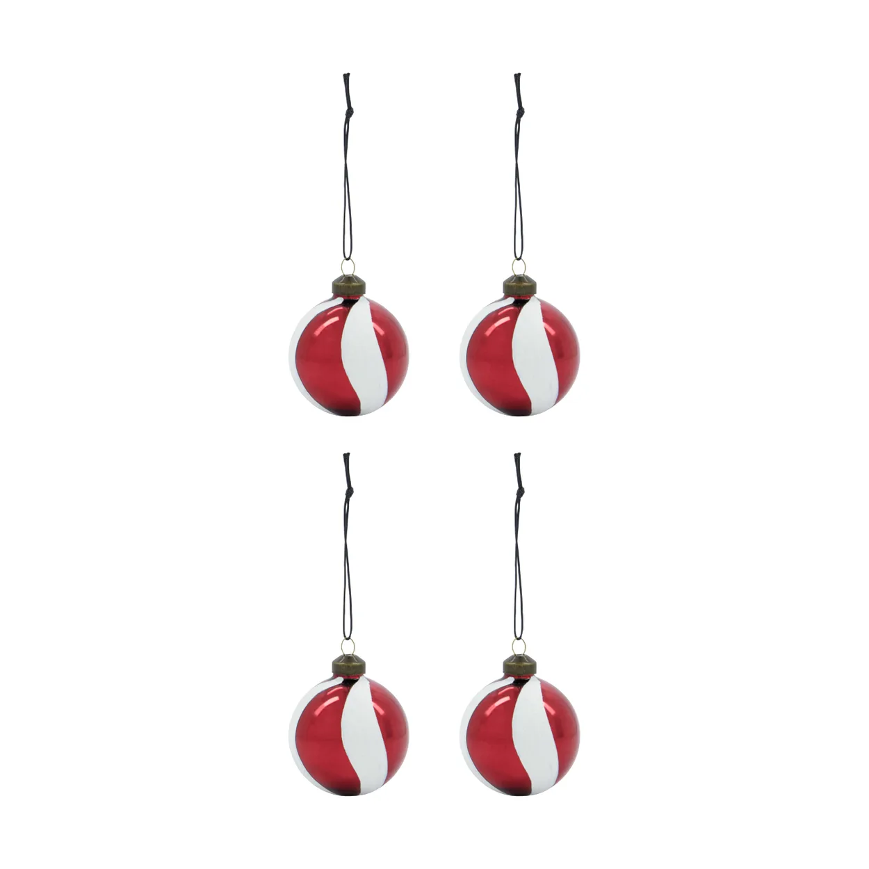 House Doctor Twister joulukuusenkoriste Ø6 cm 4 kpl Valkoinen-punainen