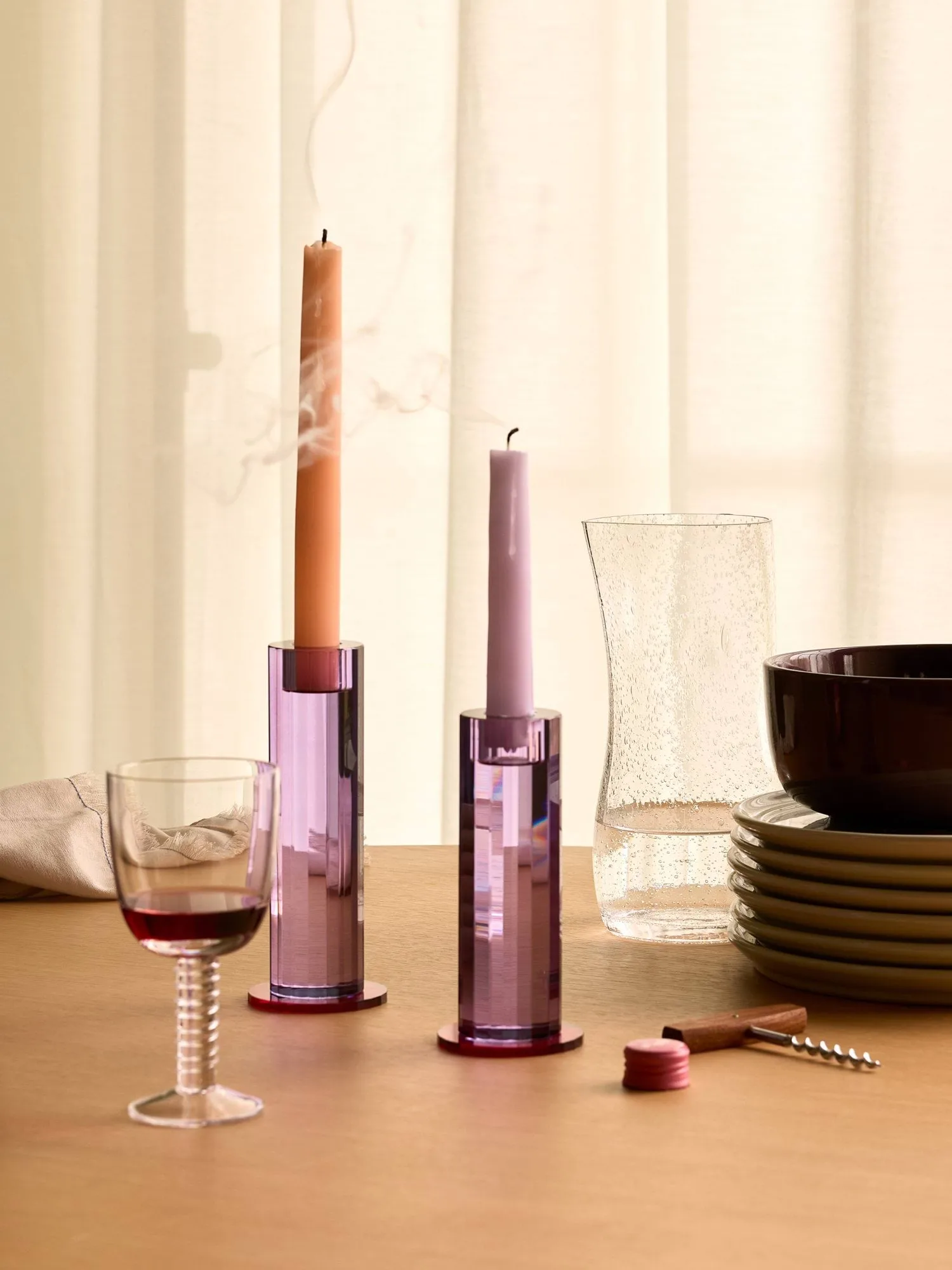 Cut kynttilänpidike 2 osaa, Purppura Hübsch Interior