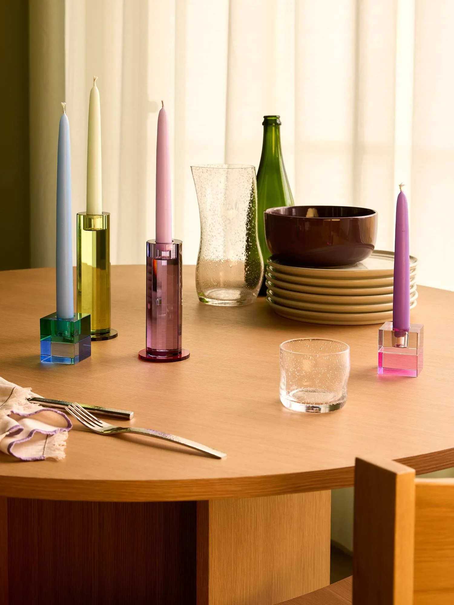 Cut kynttilänpidike 2 osaa, Purppura Hübsch Interior