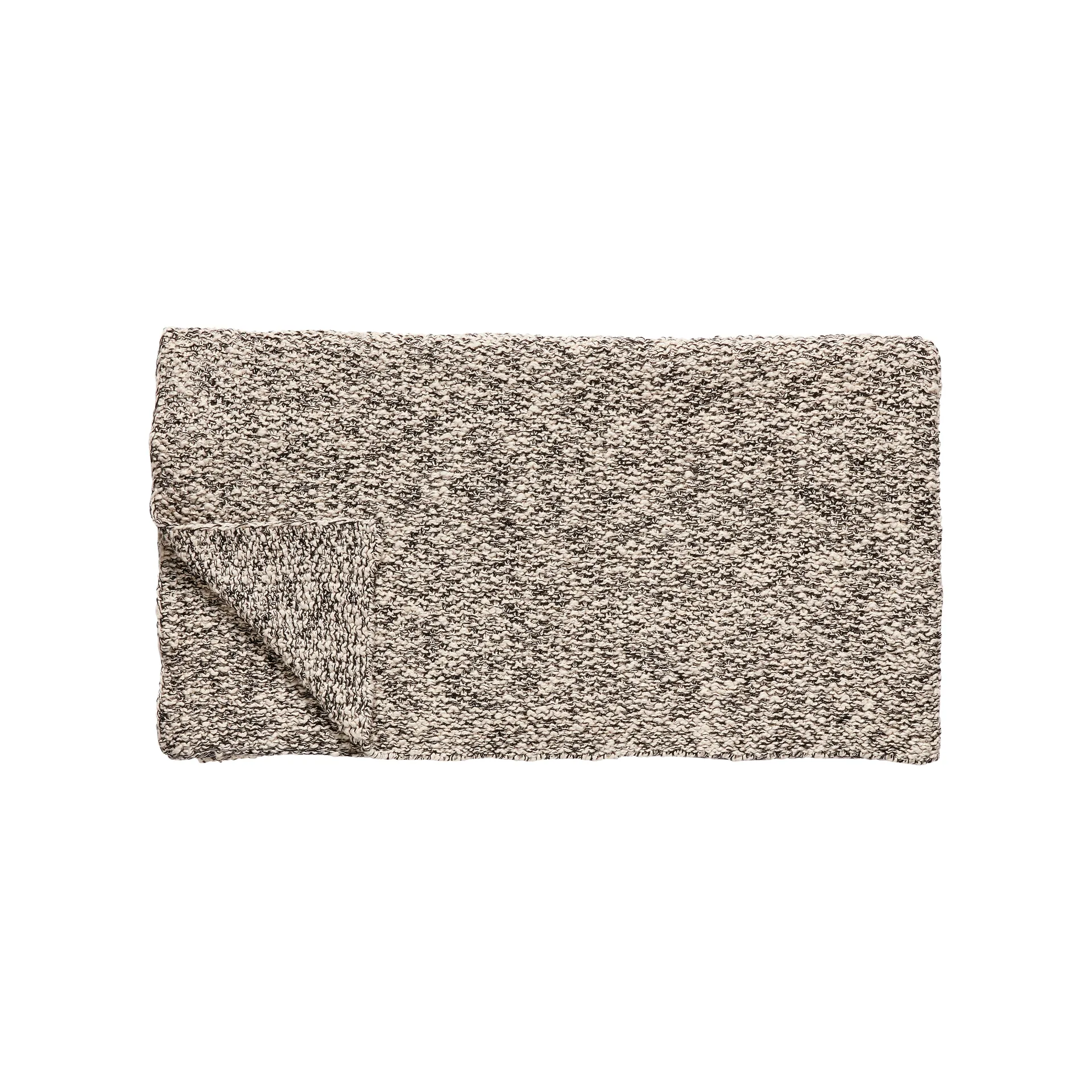 Käsin neulottu peitto 130x200 cm, Musta-luonto Hübsch Interior