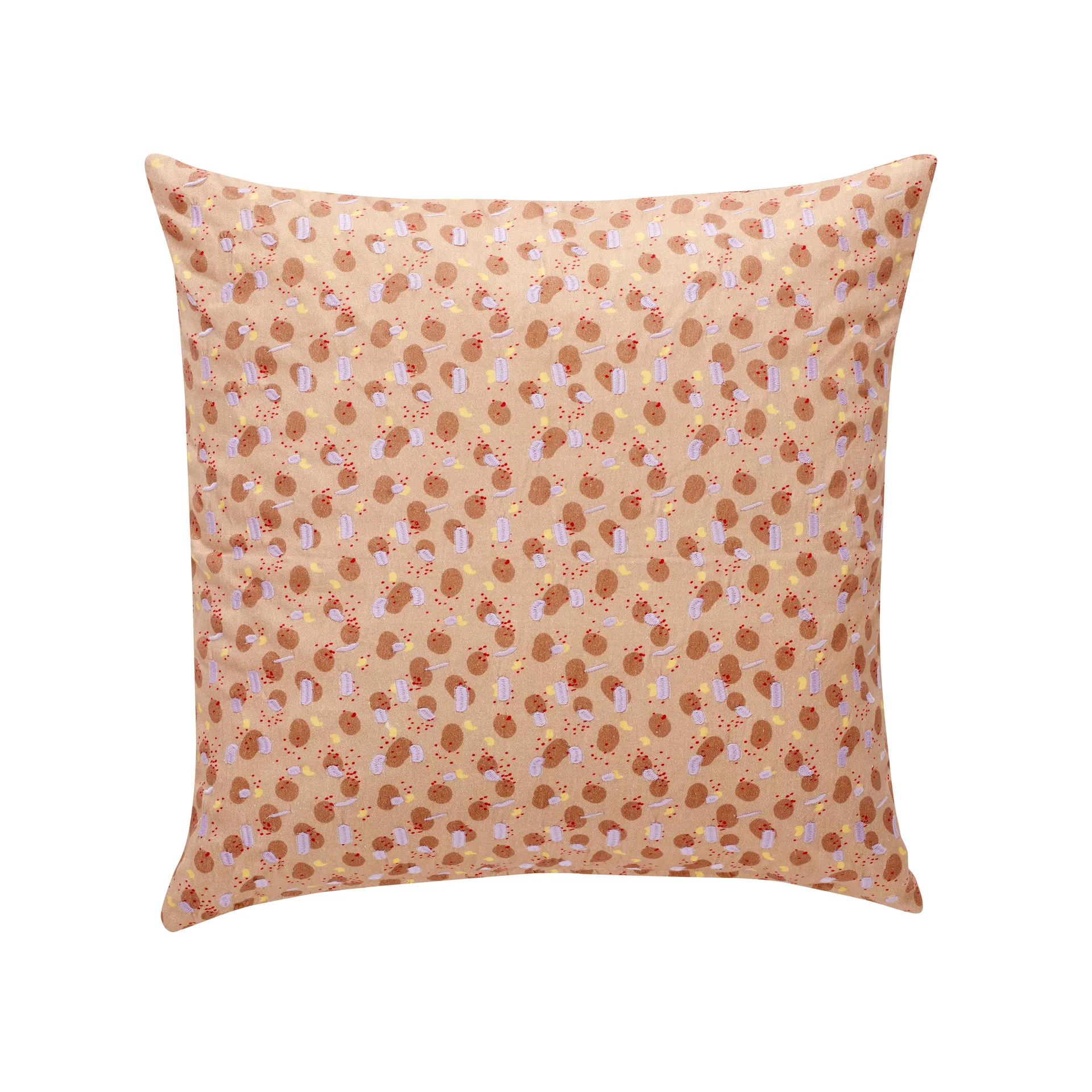 Tyyny, jossa on puuvillatäyte 50x50 cm, Beige-ruskea-lila Hübsch