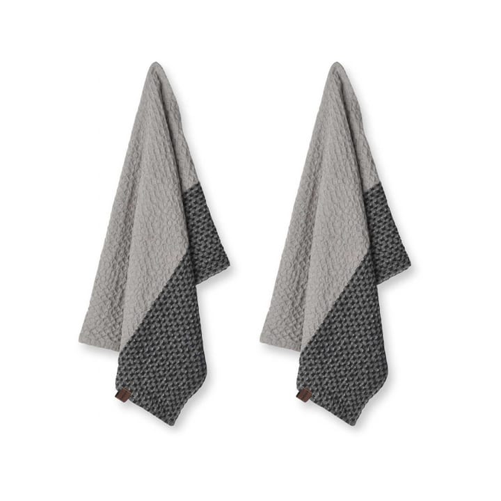 Humdakin Waffle -keittiöpyyhe 45x70 cm 2-pakkaus - Coal-stone - Humdakin
