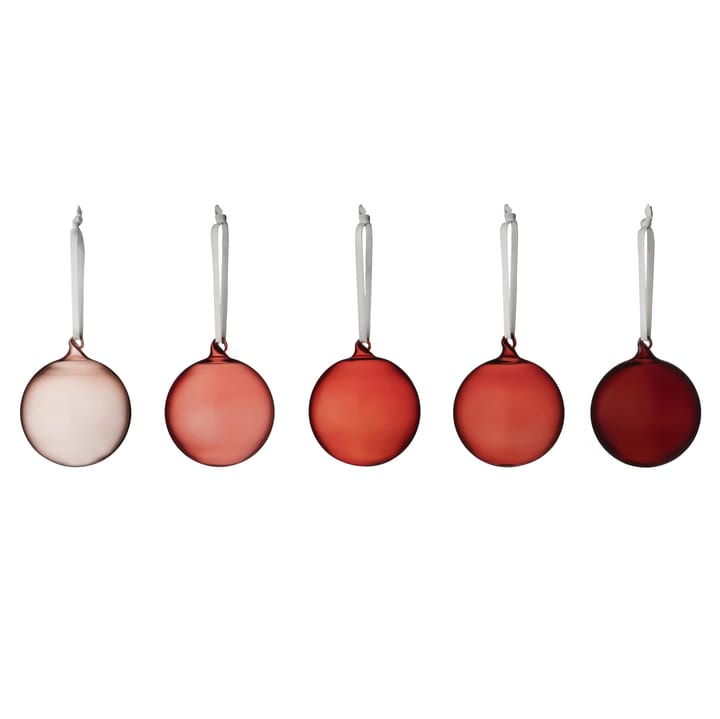 Iittalan lasinen joulupallo 80 mm 5 kpl, Punainen Iittala