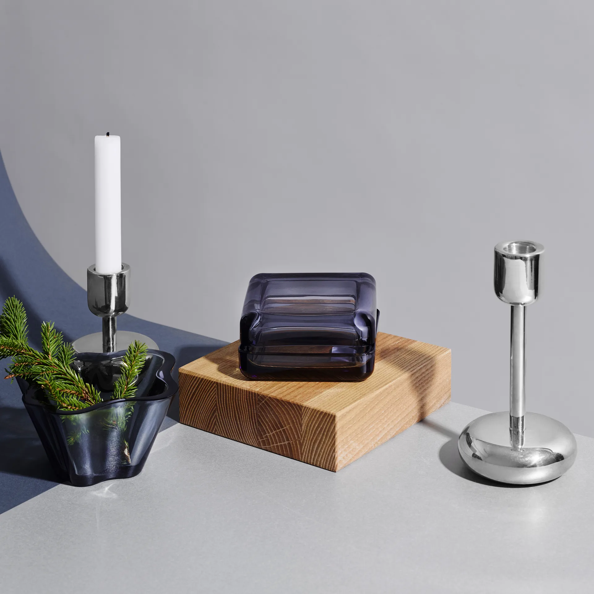 Nappula kynttilänjalka teräs, iso 183 mm Iittala