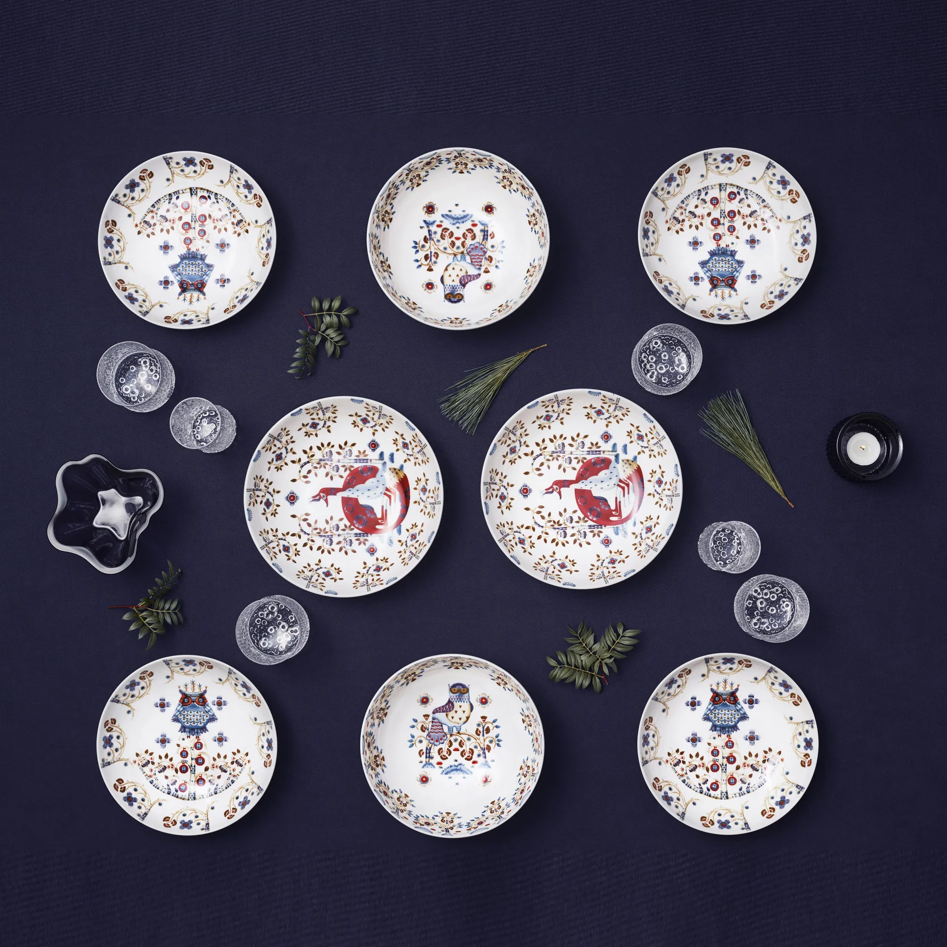 Taika syvä lautanen 22 cm, valkoinen kuvioitu Iittala