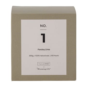 NO. 1 Parsley Lime -tuoksukynttilä - 390 g + Lahjarasia - Illume x Bloomingville