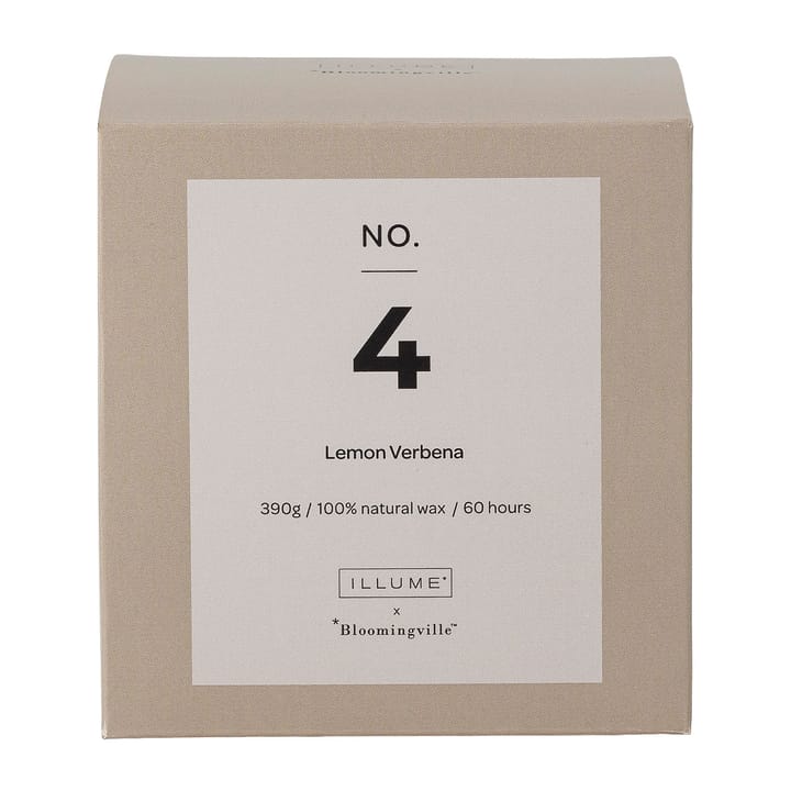 NO. 4 Lemon Verbena -tuoksukynttilä - 390 g + Lahjarasia - Illume x Bloomingville