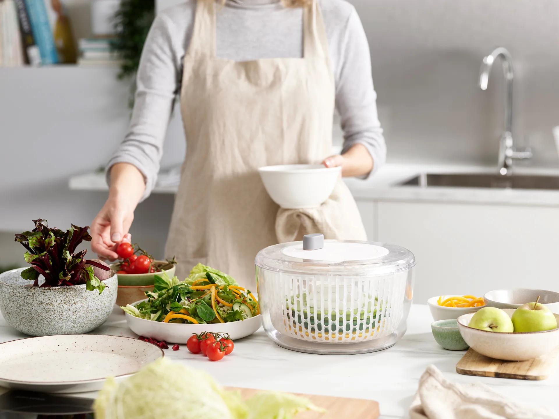 Monikäyttöinen salaattityökalu 4 osaa, Läpinäkyvä Joseph Joseph