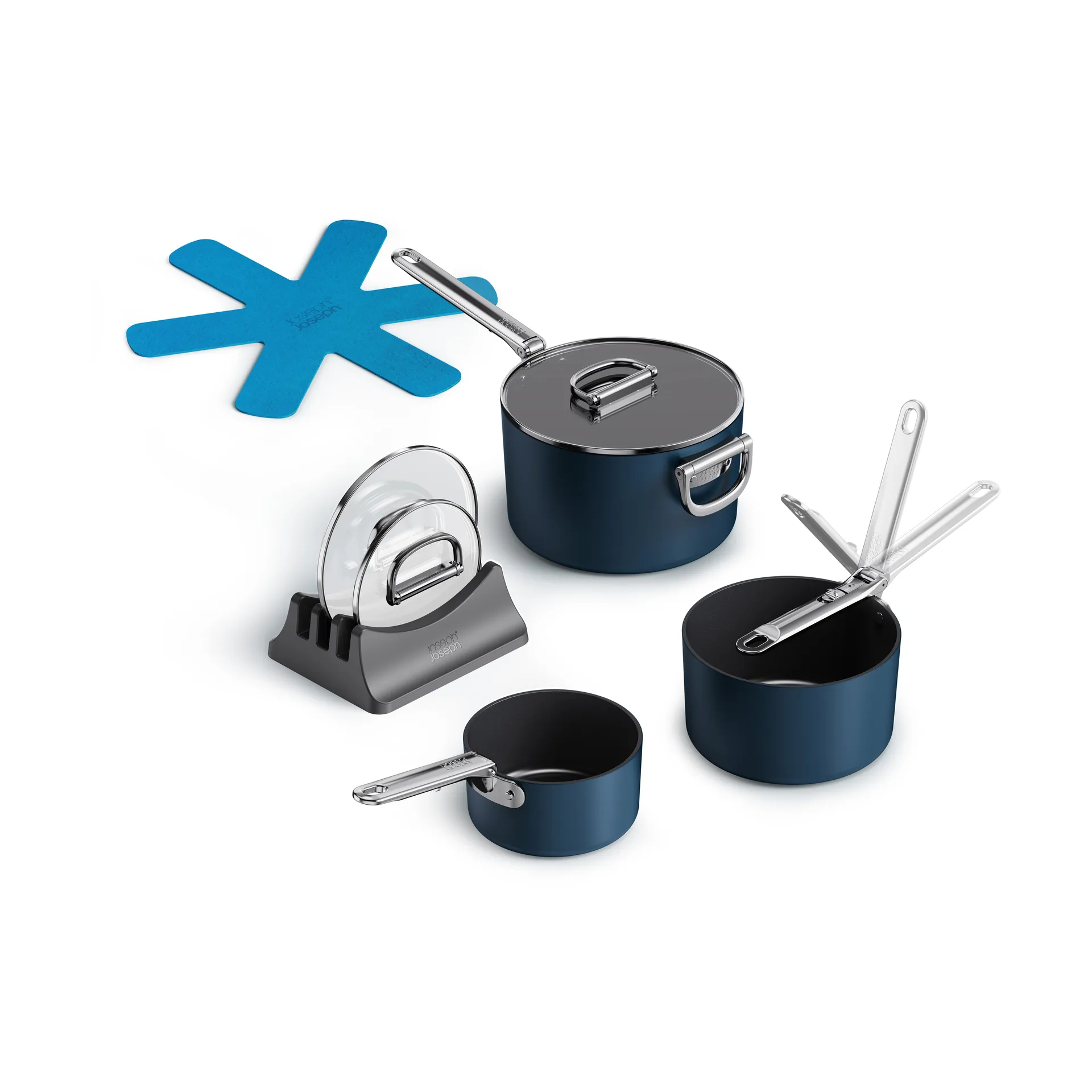Space non stick kattilasetti, 8 osaa, Sininen Joseph Joseph