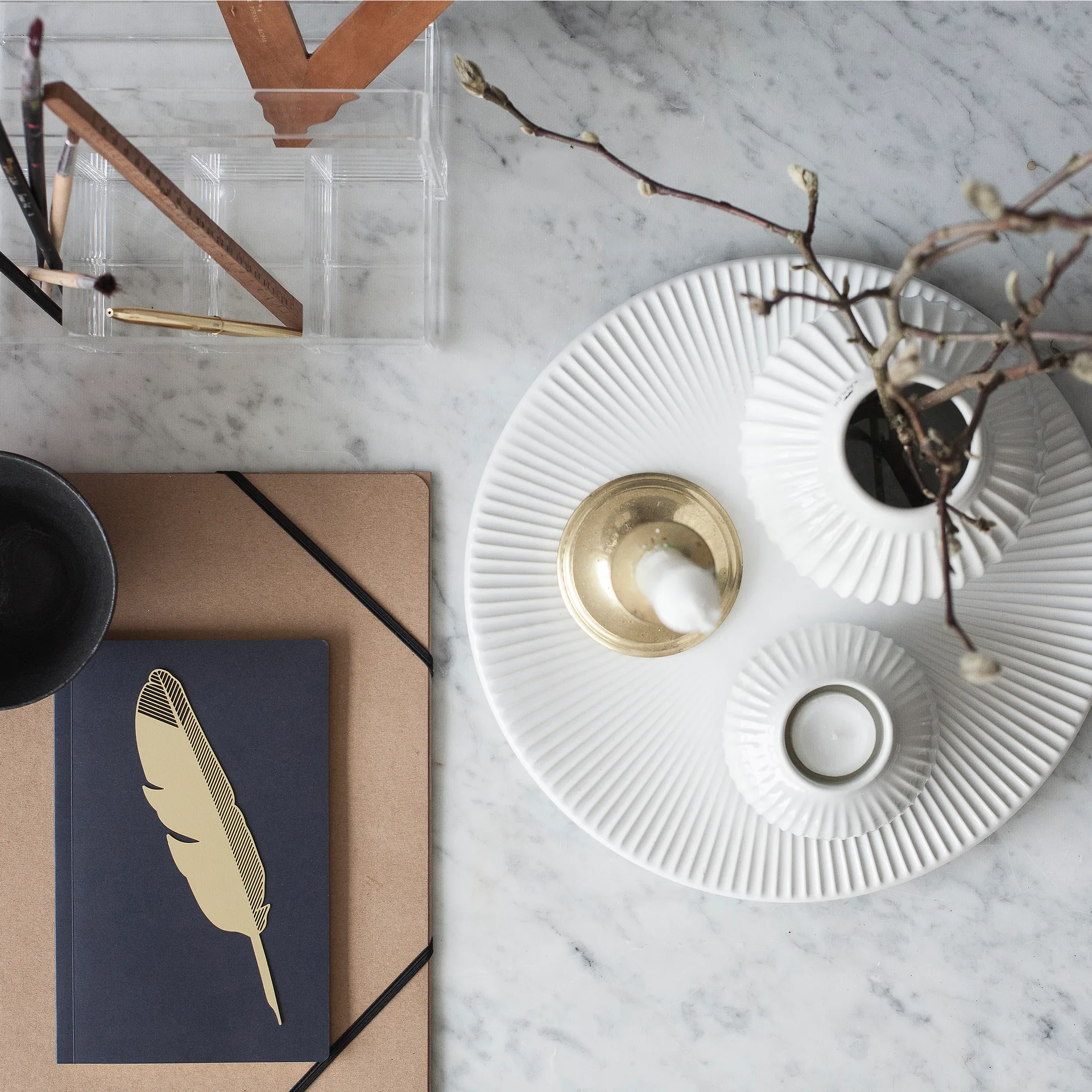 Hammershøi lämpökynttilänjalka keskikokoinen, valkoinen Kähler