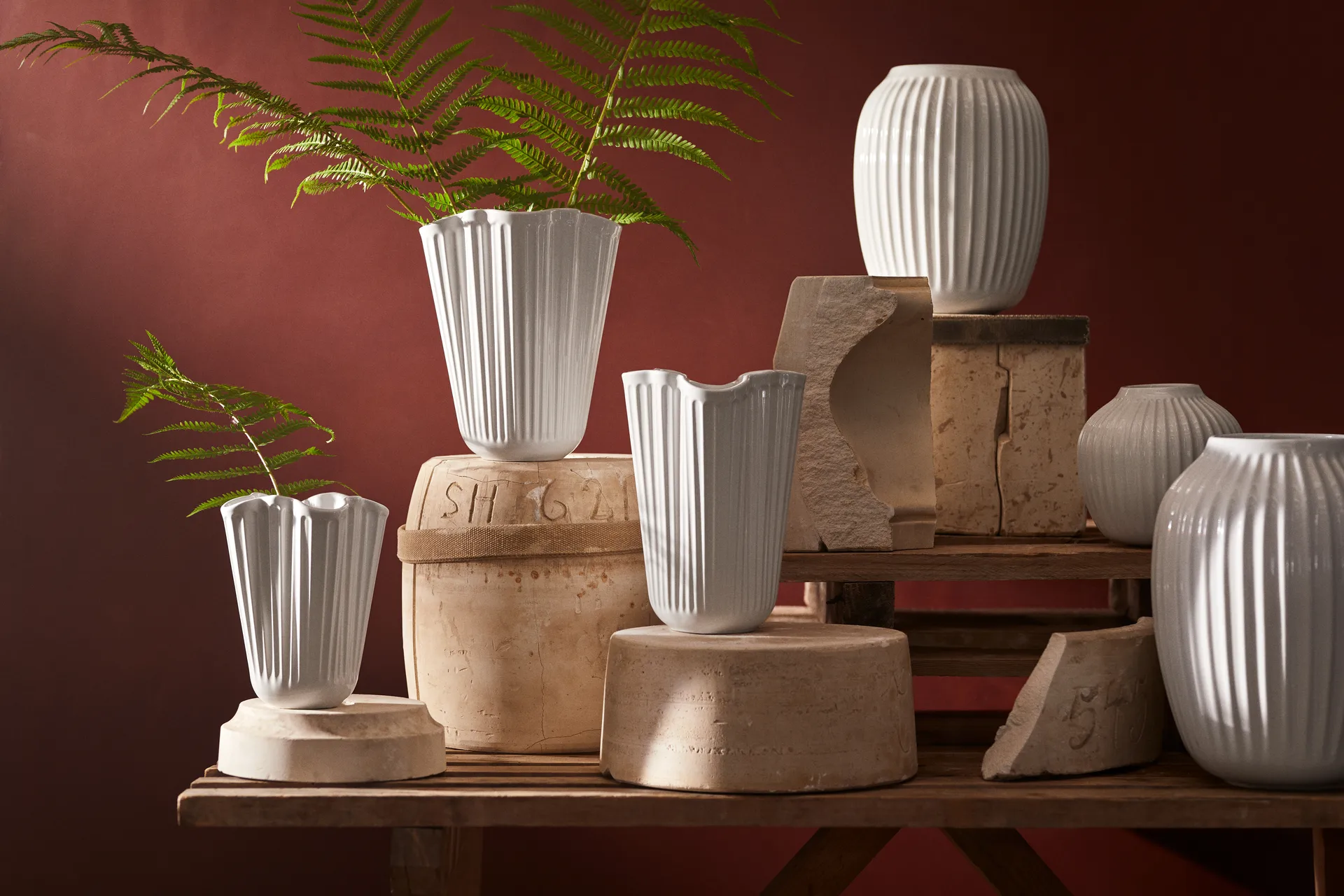 Hammershøi maljakko keskikokoinen, valkoinen Kähler