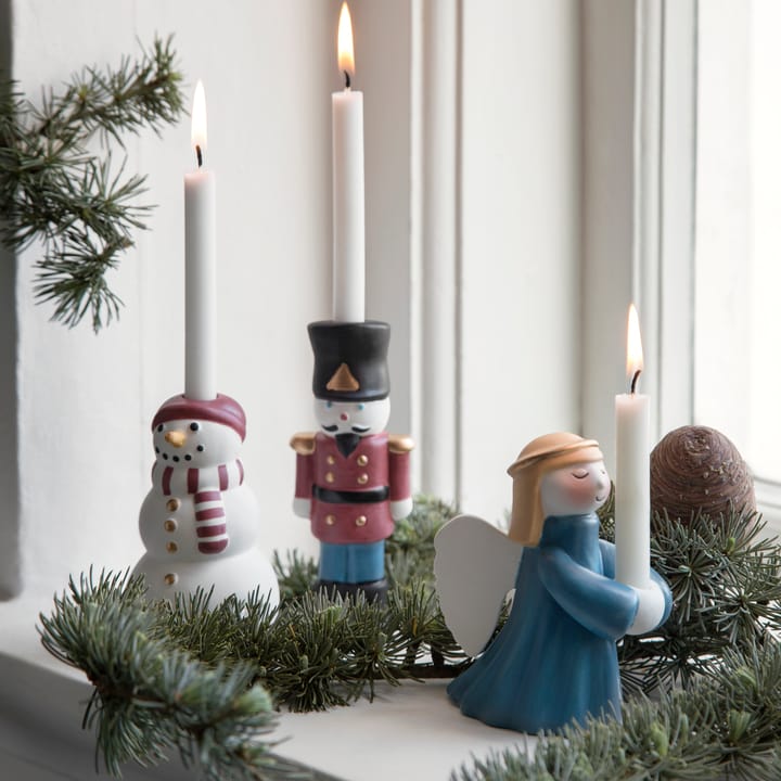 Kähler Christmas -kynttilänjalka Lumiukko, Valkoinen-musta-punainen Kähler