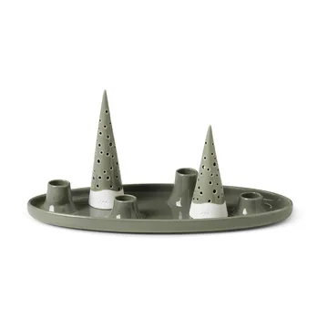 Nobili soikea adventtikynttilänjalka 33 cm - Vihreä - Kähler