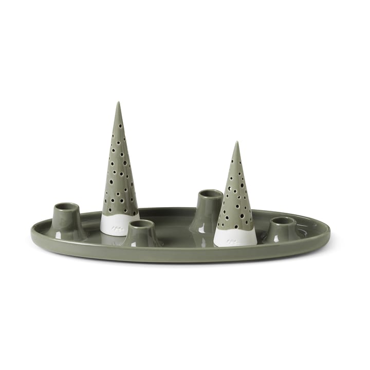 Nobili soikea adventtikynttilänjalka 33 cm, Vihreä Kähler