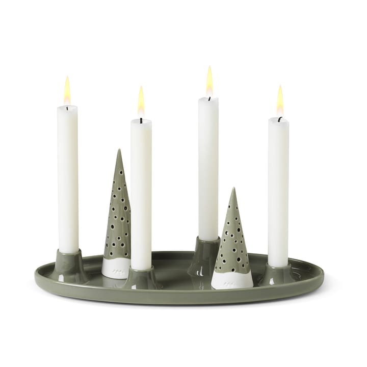 Nobili soikea adventtikynttilänjalka 33 cm, Vihreä Kähler
