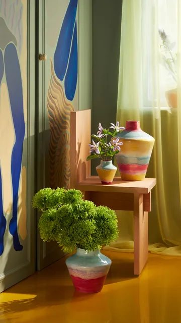 Poppery maljakko 20,5 cm - Mint-pink - Kähler