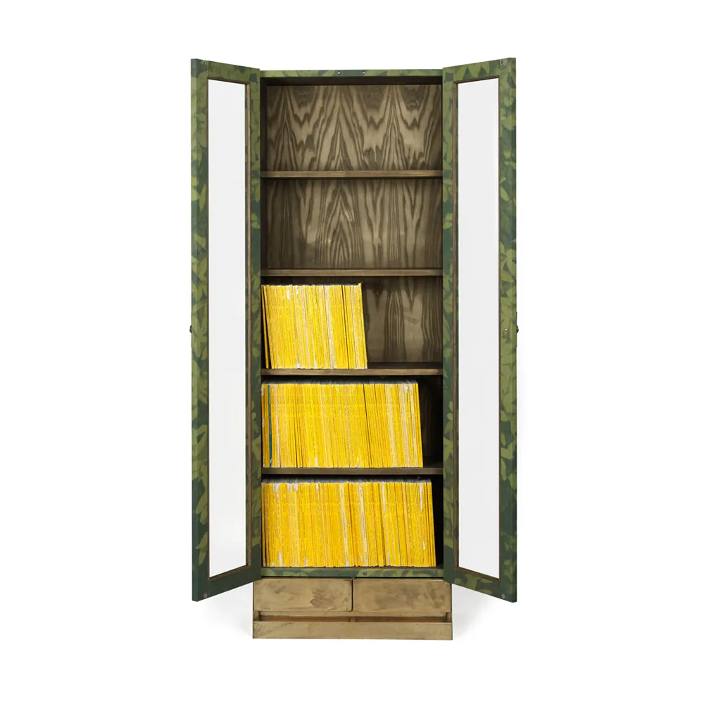 National Geographic 25 vuotta kirjahylly, Vihreä/messinki liinakangas 2 laatikkoa Källemo