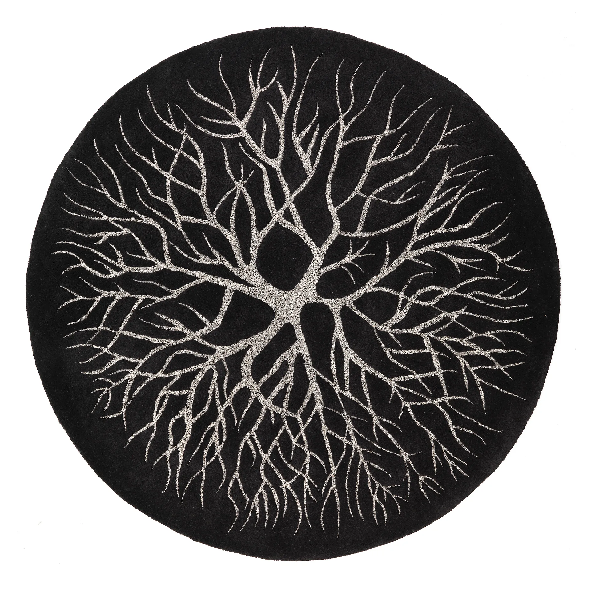 Birds nest, käsin kudottu matto Ø 220 cm, Charcoal Kateha