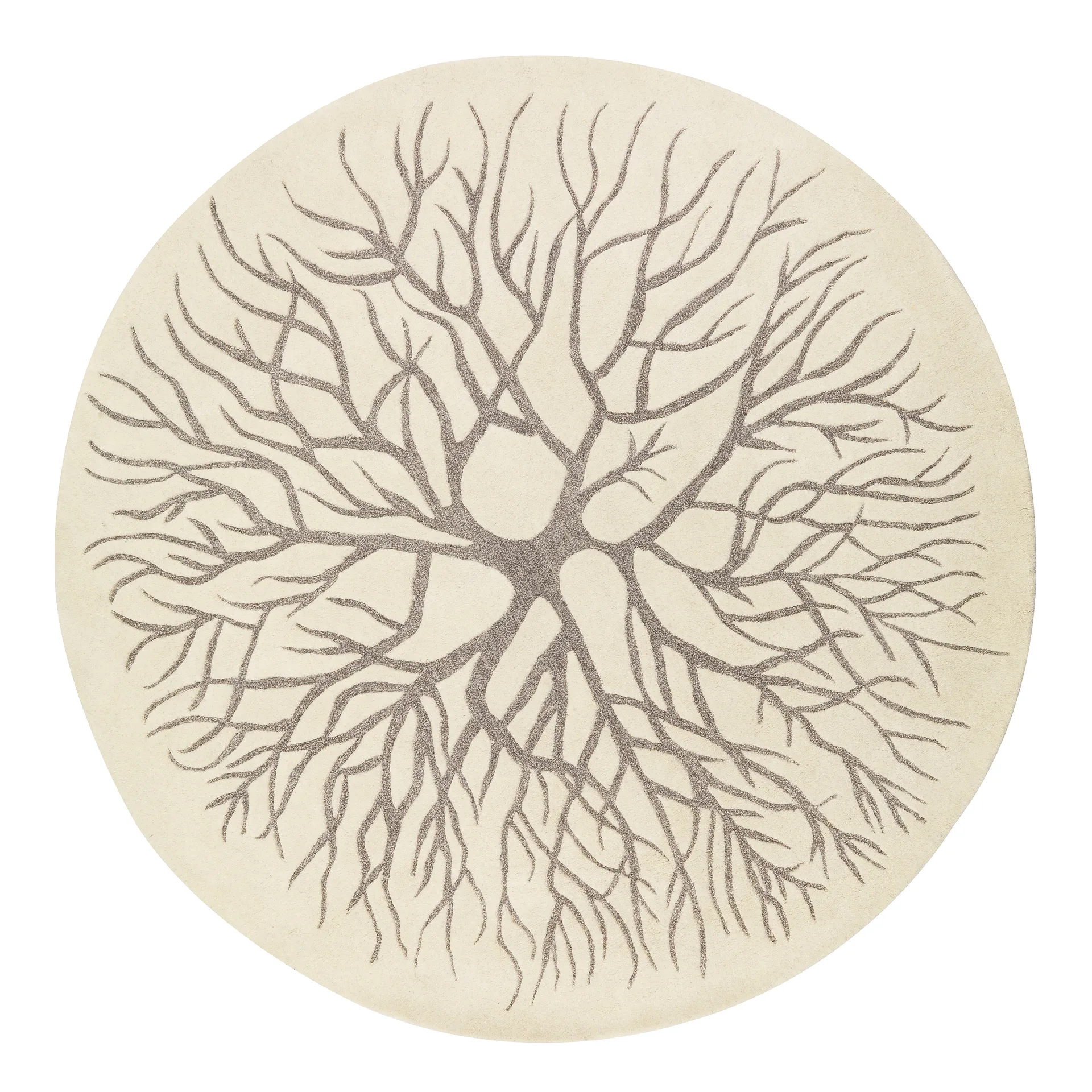 Birds nest, käsin kudottu matto Ø 220 cm, White Kateha