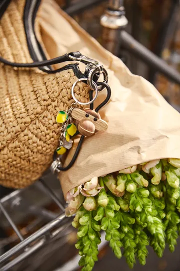 Kaj Bojesen apina avaimenperä - Tiikki limbapuu, musta nahka - Kay Bojesen Denmark