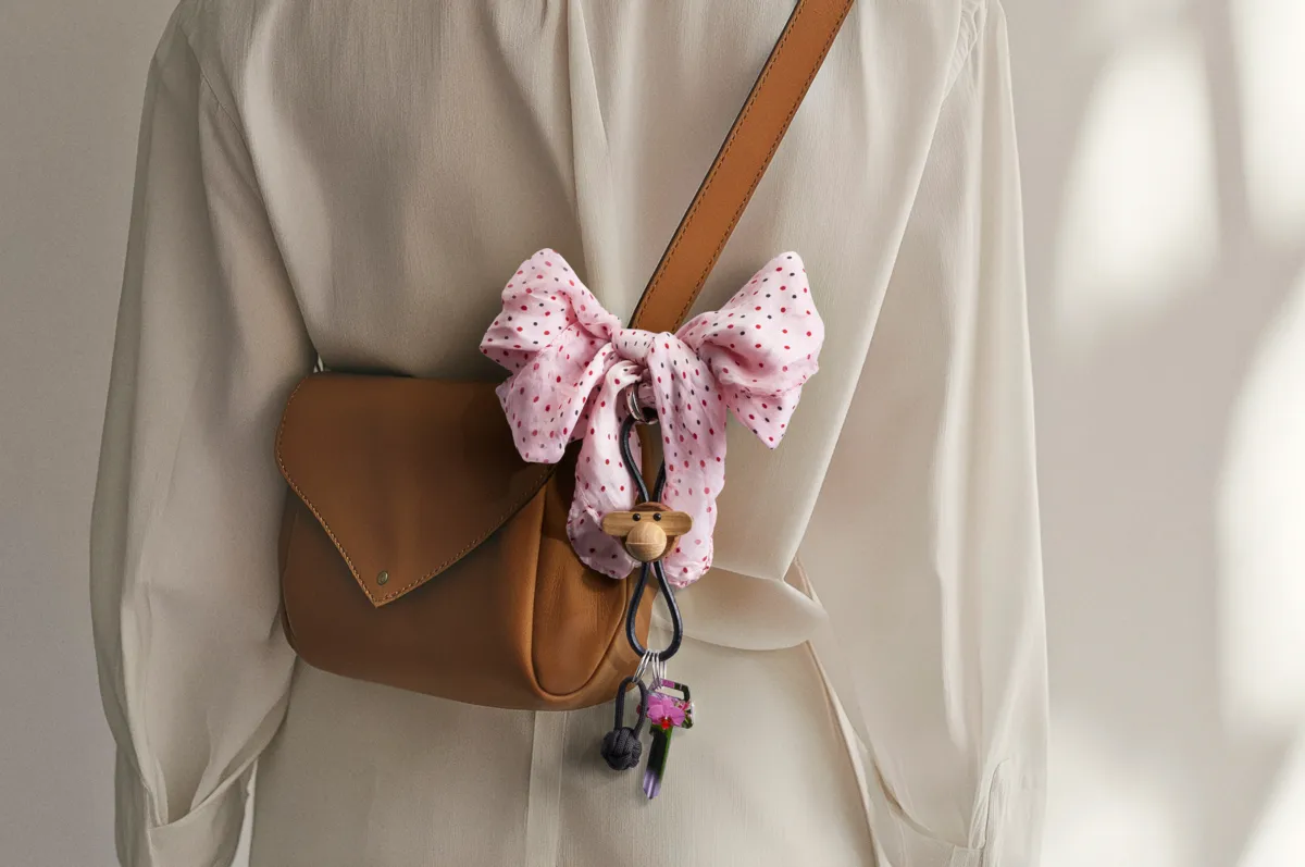 Kaj Bojesen apina avaimenperä, Tiikki limbapuu, musta nahka Kay Bojesen Denmark