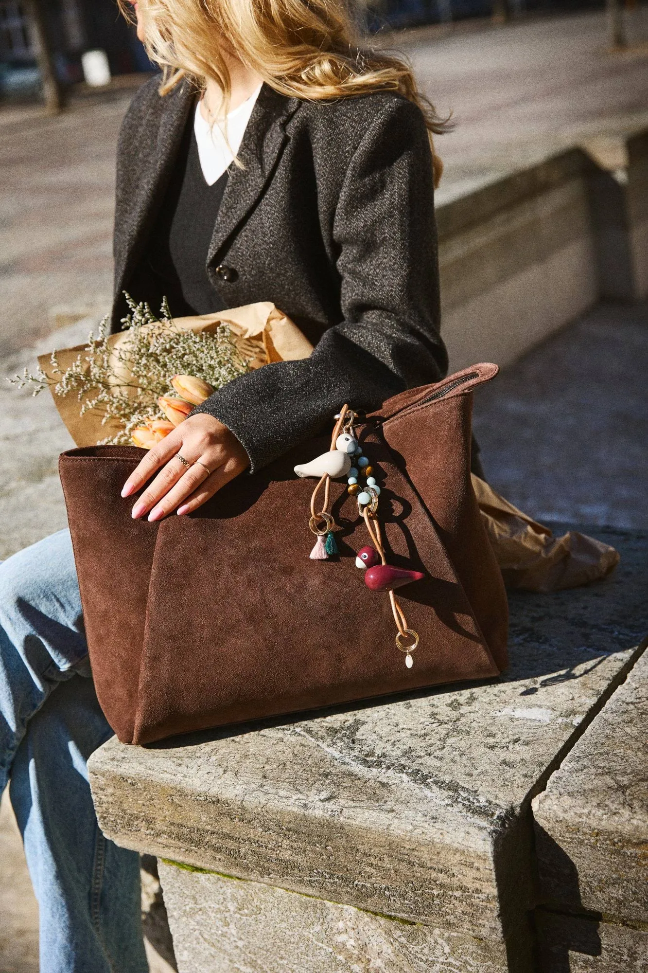 Kaj Bojesen lintu avaimenperä, Hiekka, luonnonnahka Kay Bojesen Denmark