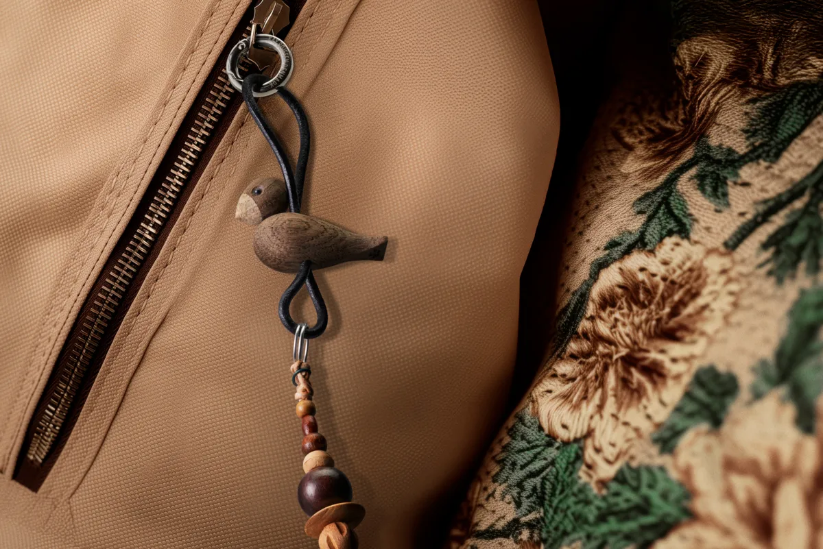 Kaj Bojesen lintu avaimenperä, Savutammi, musta nahka Kay Bojesen Denmark