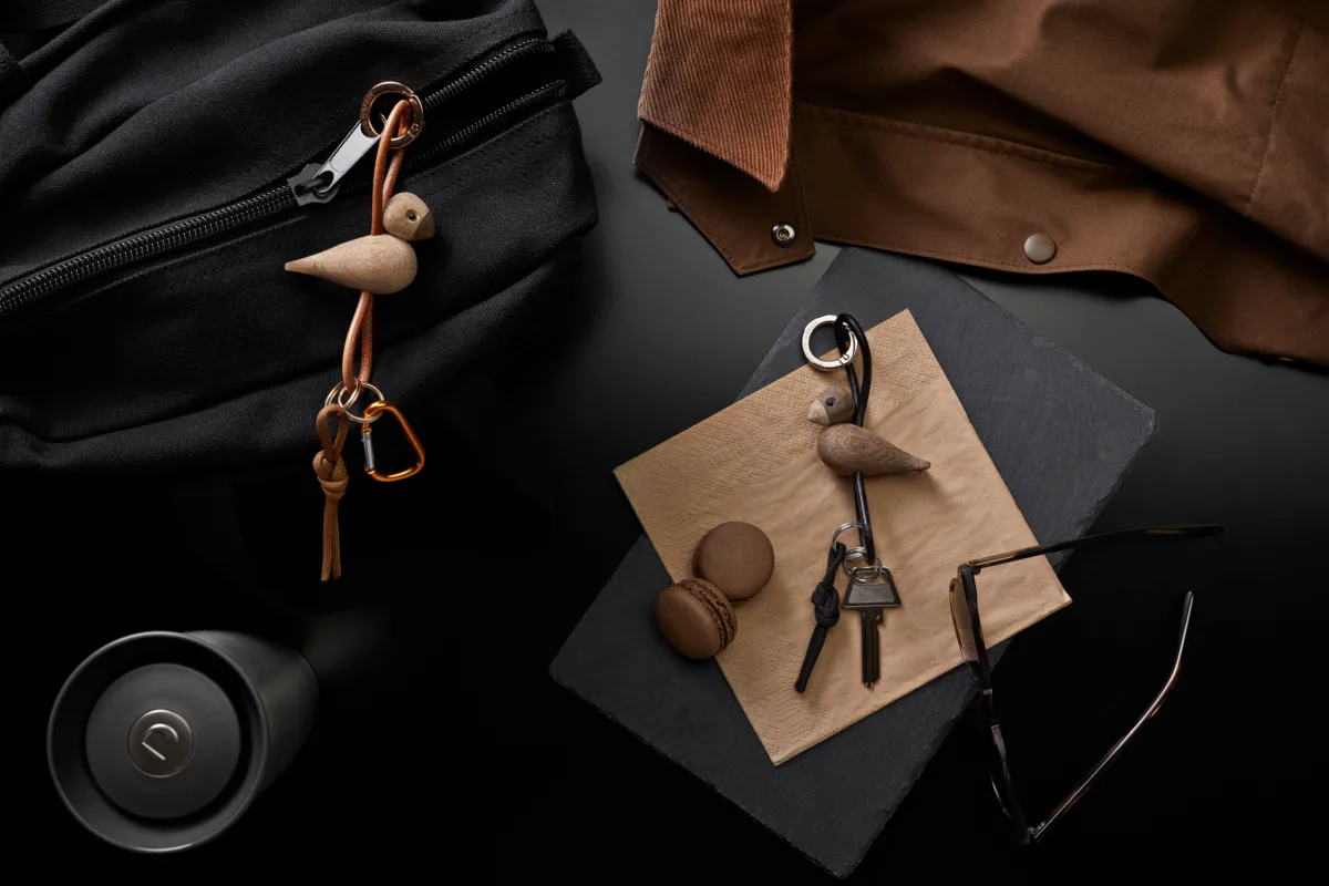 Kaj Bojesen lintu avaimenperä, Tammi, luonnonnahka Kay Bojesen Denmark