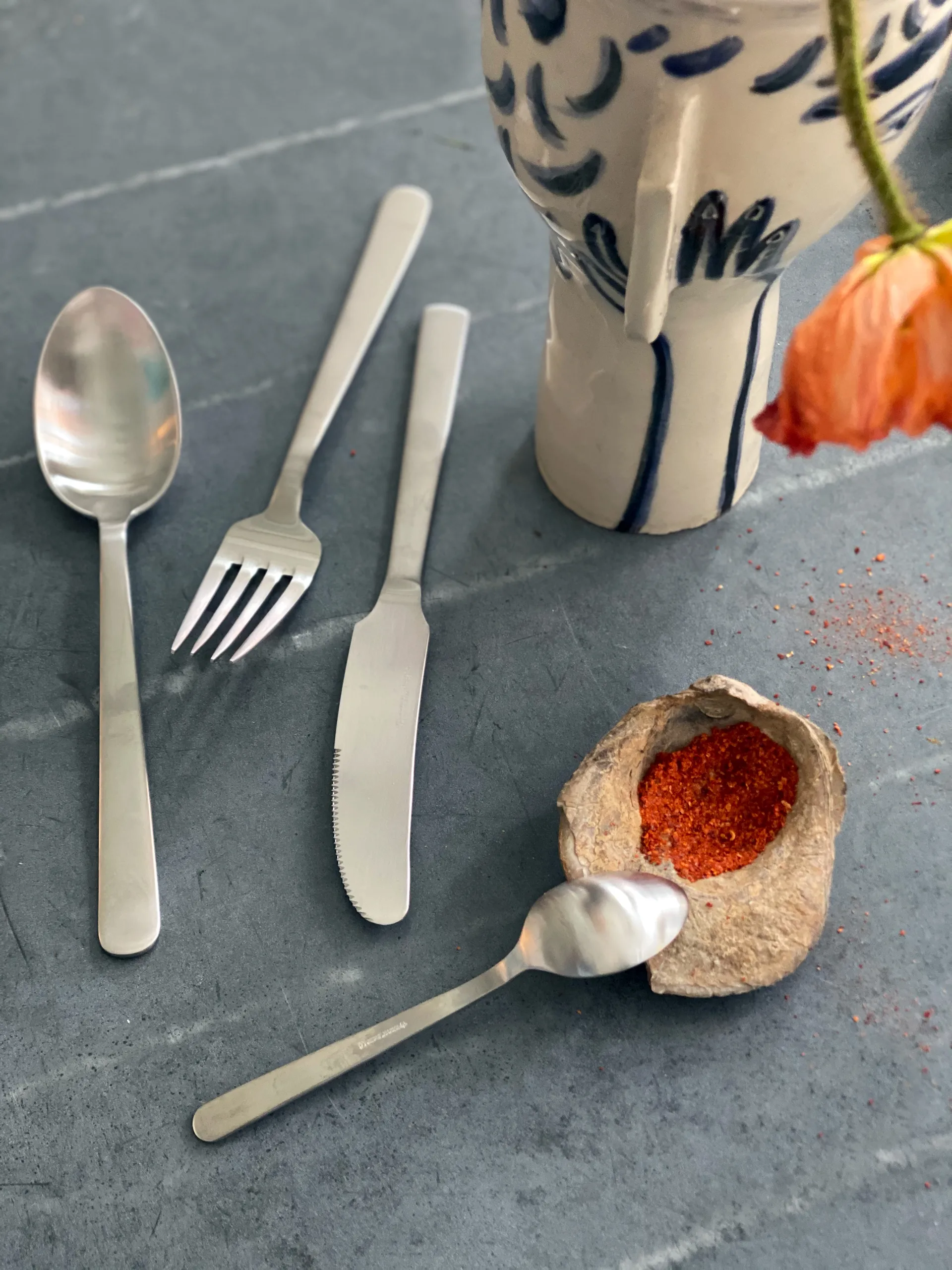 Grand Prix -aterinsetti 16 osaa, Polished steel Kay Bojesen