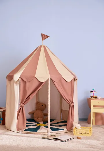 Kid's Base paviljonkiteltta - Raita ruskea - Kid's Concept