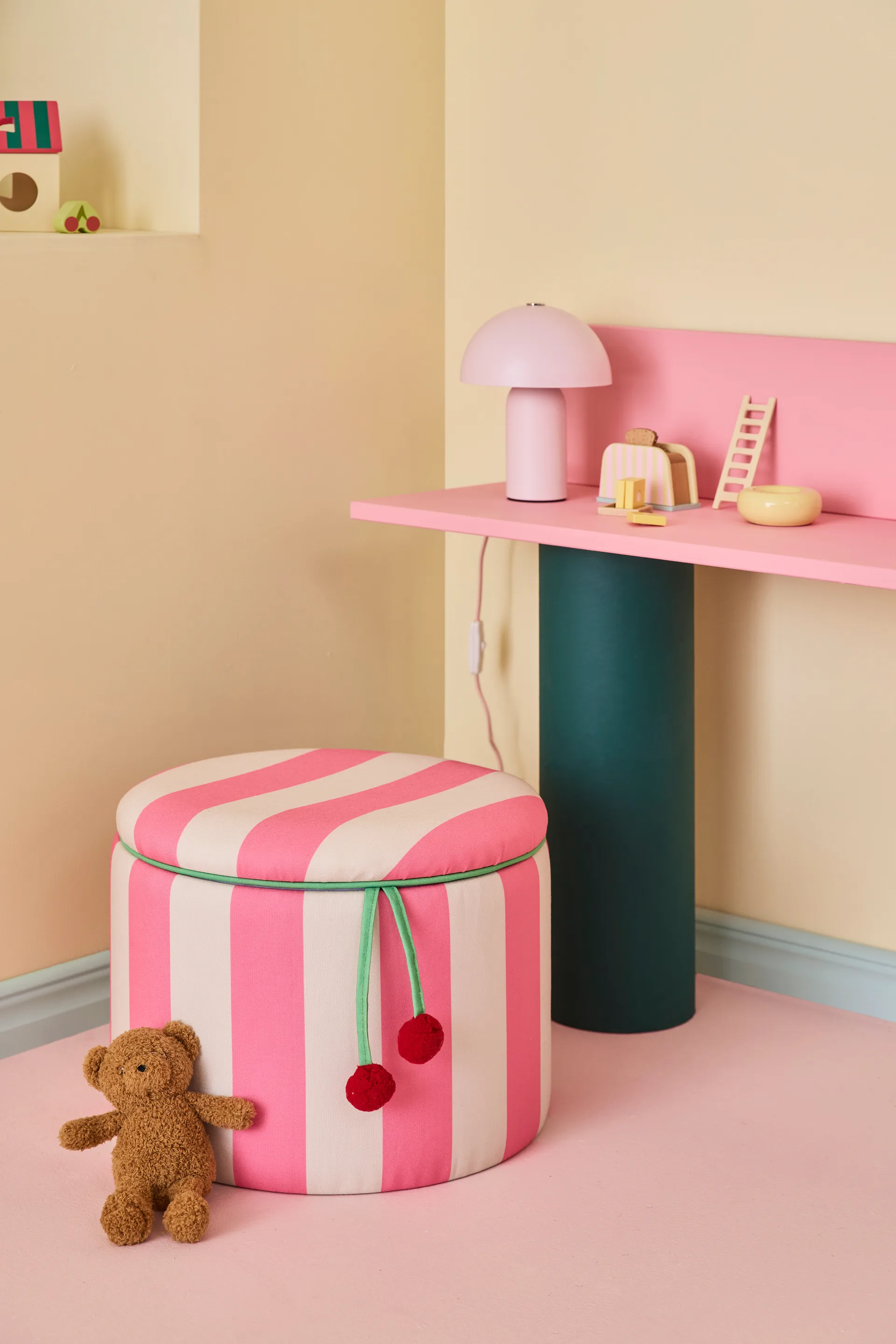 Säilytystilallinen sylinterimallinen rahijakkara, Rosa, Ø40×30,5 cm Kid's Concept