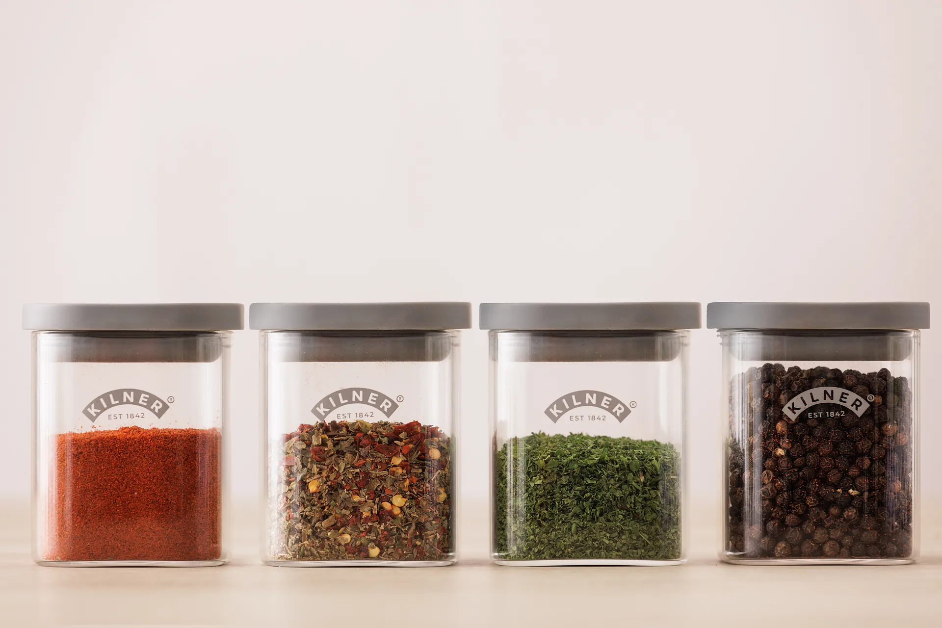 Kilner FRESH maustepurkit, Kirkas harmaa, 4-pack, 160 ml Kilner