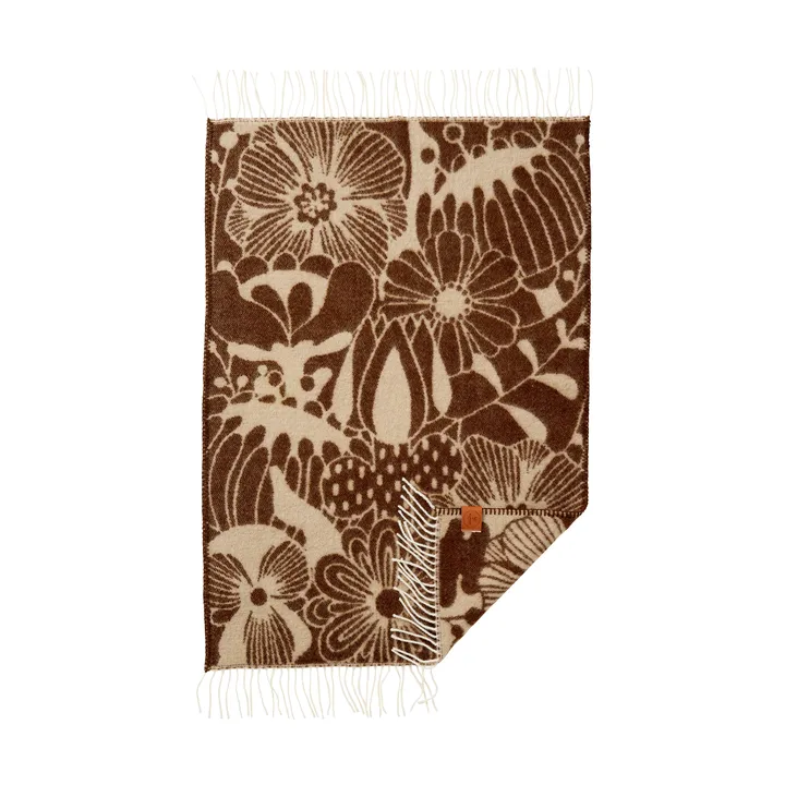 Blomranka lasten viltti - Ruskea-beige, 65×110 cm - Klippan Yllefabrik