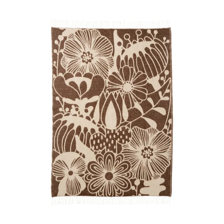 Blomranka villahuopa - Ruskea-beige, 130×200 cm - Klippan Yllefabrik