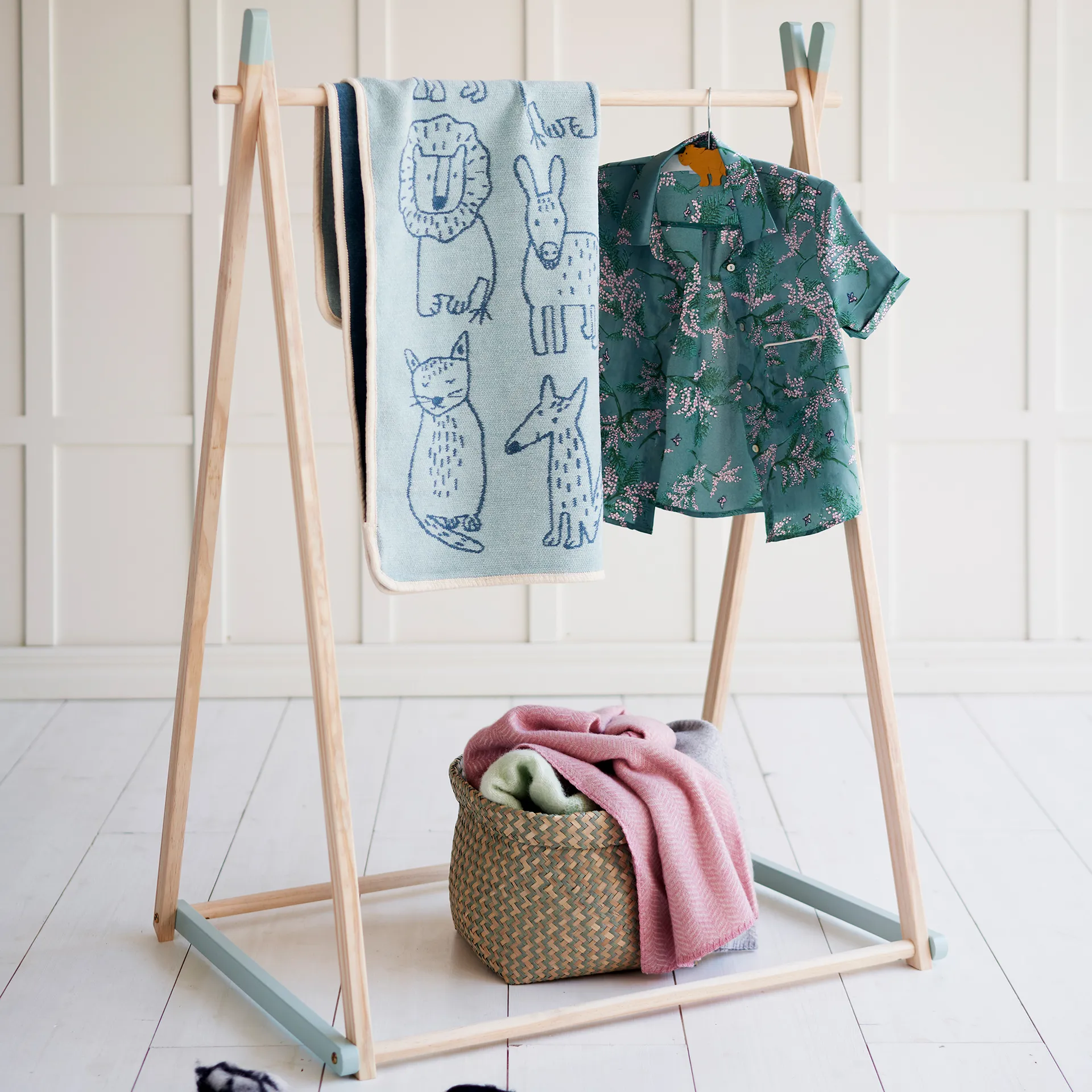 Buddies lasten huopa 70x90 cm, Sininen Klippan Yllefabrik