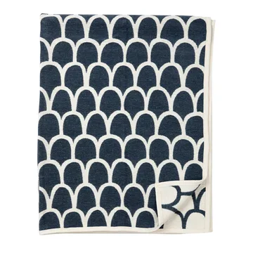 Feathers chenillehuopa - syvänsininen - Klippan Yllefabrik