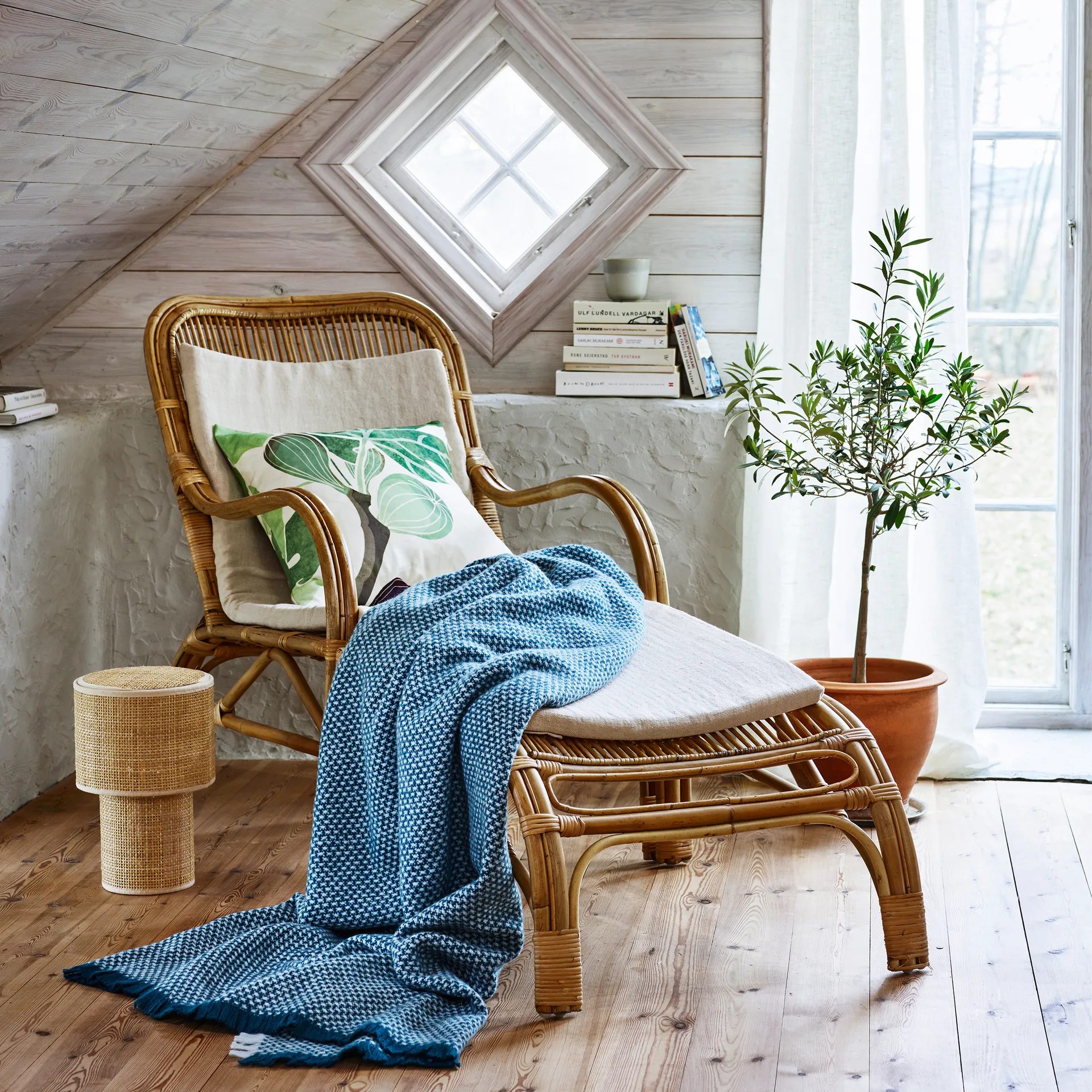 Figs tyynynpäällinen, Vihreä-valkoinen Klippan Yllefabrik