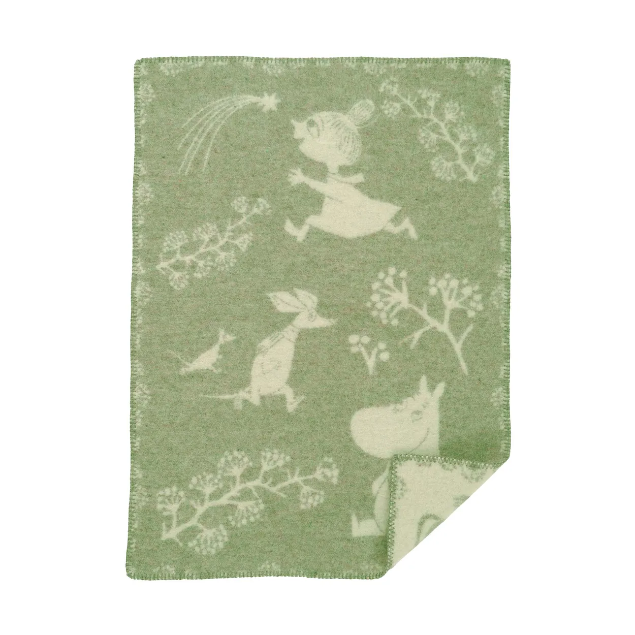 Klippan Yllefabrik Moomin winterland lasten viltti 65x90 cm Frost green