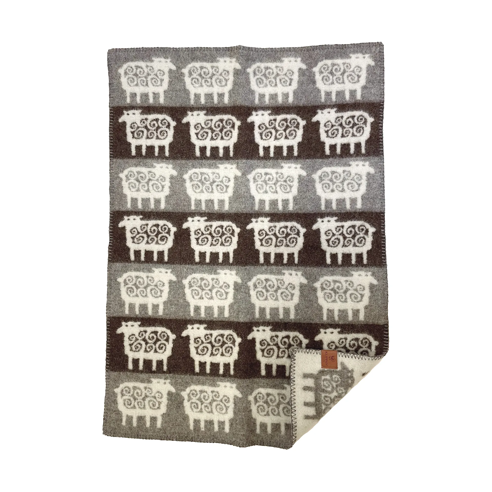 Sheep stripe -vauvanhuopa 65 x 90 cm, Ruskea-harmaa Klippan Yllefabrik