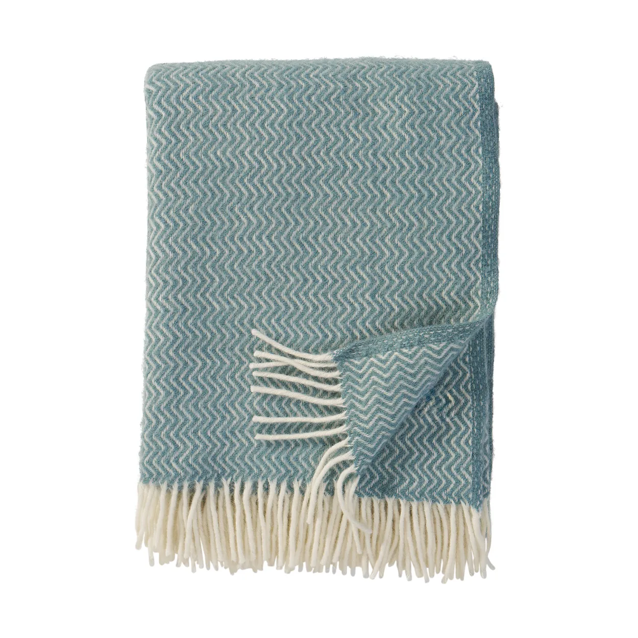 Klippan Yllefabrik Sorbet villapeitto 130x200 cm Silkkinen sininen