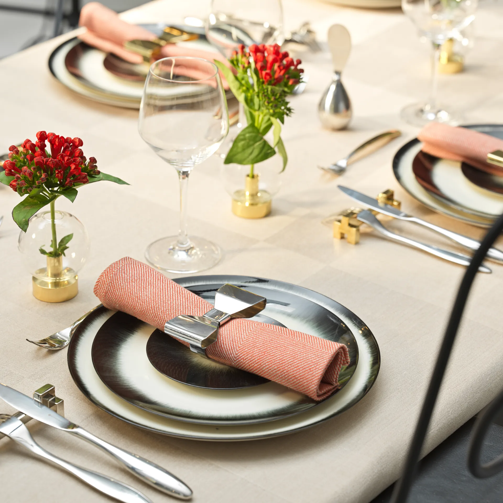 Bowie servettirengas 2-pakkaus, Ruostumaton teräs KLONG