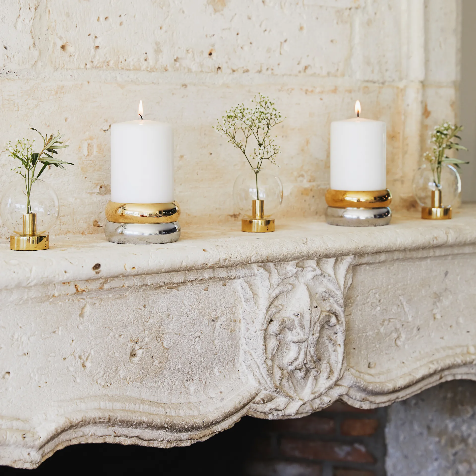 Marriage kynttilänjalka, messinki-hopea KLONG