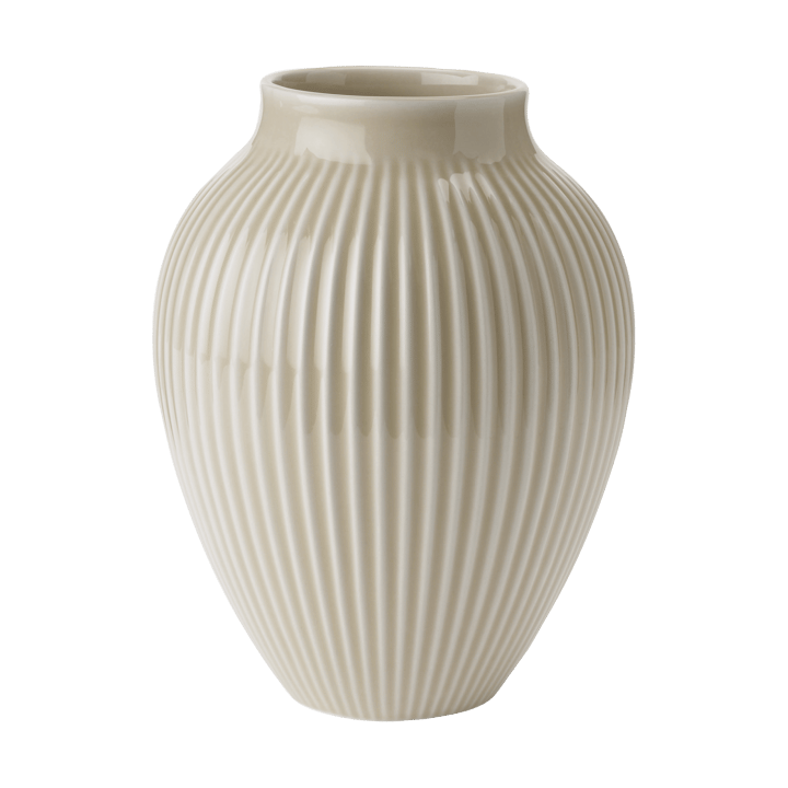 Knabstrup maljakko uritettu 20 cm - Ripple hiekka - Knabstrup Keramik