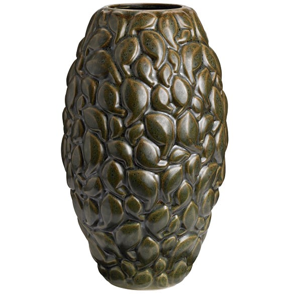 Knabstrup Keramik Leaf maljakko Limited Edition 40 cm Khakinvihreä